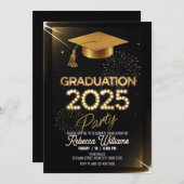 Gepersonaliseerd Sparkling Gold Dinner Afstuderen Kaart (Voorkant / Achterkant)