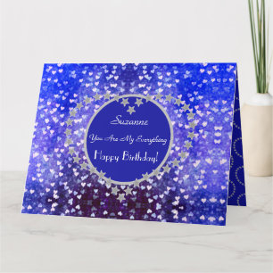 Gepersonaliseerd speciaal geboortedag Bokeh Hearts Kaart