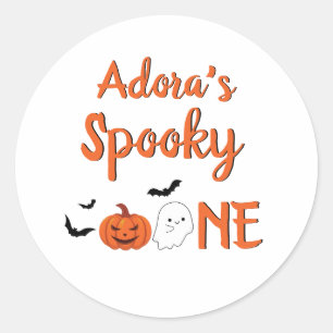 Gepersonaliseerd Spooky One Halloween Verjaardag B Ronde Sticker