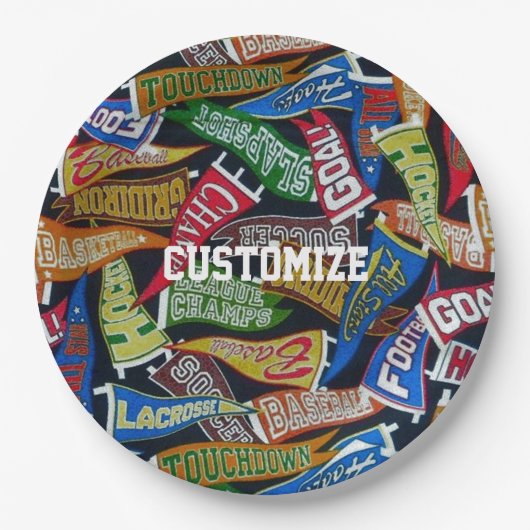 Gepersonaliseerd Sportpatroon voor Pennant Papieren Bordje (Voorkant)
