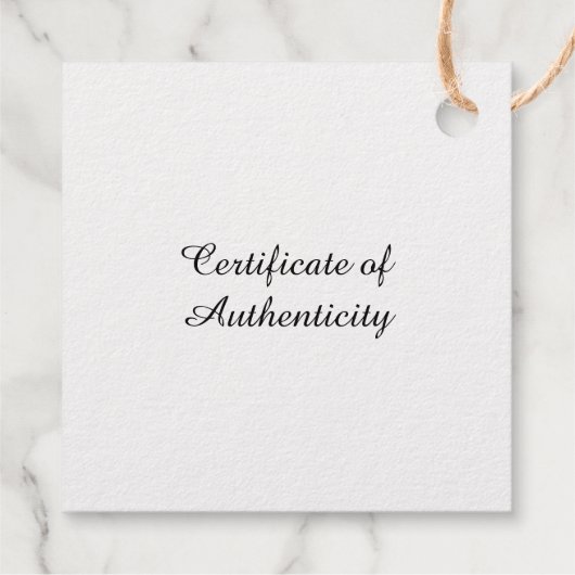 Gepersonaliseerd Square Gold Certificate of Authen Bedankjes Labels (Achterkant)