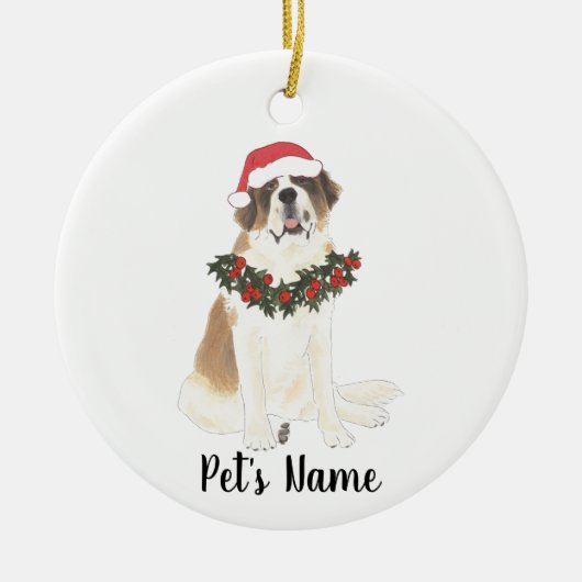 Gepersonaliseerd St. Bernard Keramisch Ornament (Voorkant)