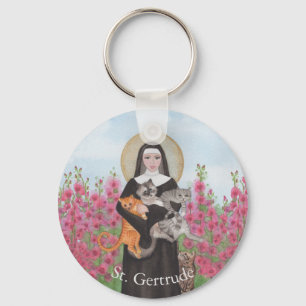 Gepersonaliseerd St Gertrude Patron of Cats Waterv Sleutelhanger