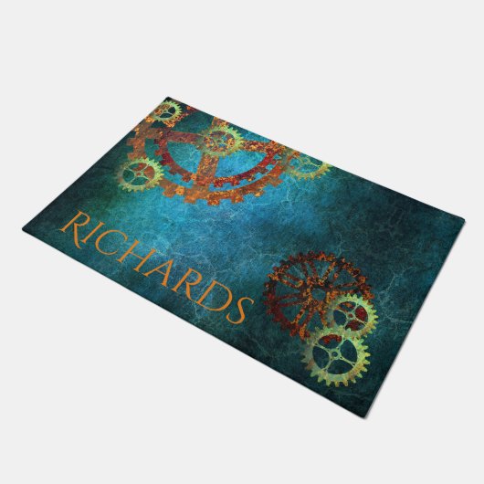 Gepersonaliseerd steampunk Rusty Gears Deurmat (Schuin)