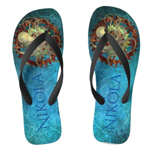 Gepersonaliseerd steampunk Rusty Gears Teenslippers (Voetbed)