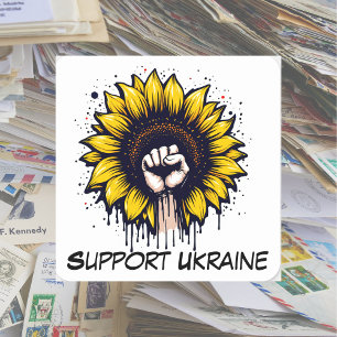 Gepersonaliseerd steun voor Oekraïne Sunflower & F Vierkante Sticker