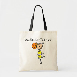 Gepersonaliseerd Stick Girl Basketball Bag Tote Bag