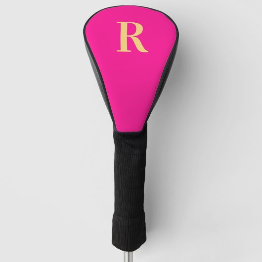 Gepersonaliseerd Stijlvol Monogram Hot Pink Golfheadcover (Voorkant)