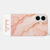 Gepersonaliseerd Stijlvol Roze Abstract Marmer Case-Mate iPhone Case (Achterkant (horizontaal))