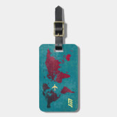 Gepersonaliseerd & stijlvol, wereldkaart vliegreiz bagagelabel (Voorkant verticaal)