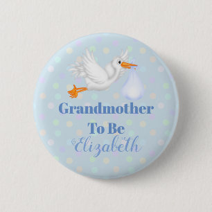Gepersonaliseerd Stork Grandma om Baby shower te z Ronde Button 5,7 Cm