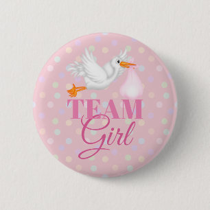 Gepersonaliseerd Stork Team Baby shower Button