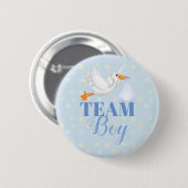 Gepersonaliseerd Stork Team Boy Baby shower Button (Voorkant /achterkant)