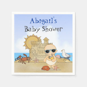 Gepersonaliseerd strand Baby Boy Baby shower Servet