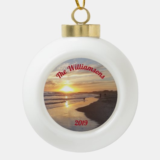 Gepersonaliseerd strand bij Sunset Ball Ornament (Voorkant)