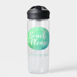 Gepersonaliseerd strand Gelieve Blauwgroen Aqua Waterfles