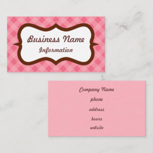 Gepersonaliseerd Strawberry Pink Gingham Visitekaa Visitekaartje