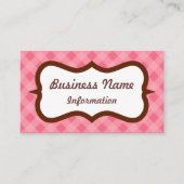 Gepersonaliseerd Strawberry Pink Gingham Visitekaa Visitekaartje (Voorkant)