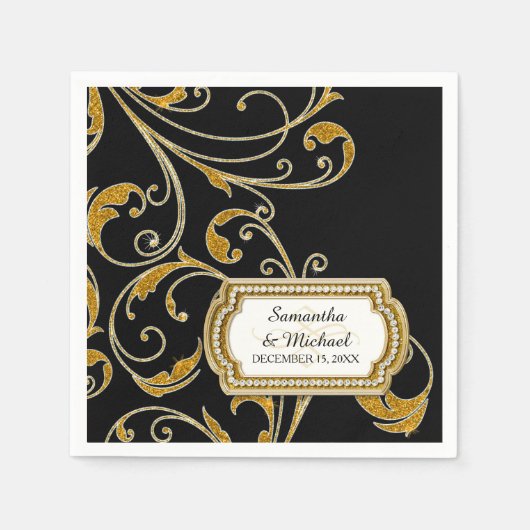 Gepersonaliseerd Stropdas Glam Old Hollywood Regen Servetten (Voorkant)