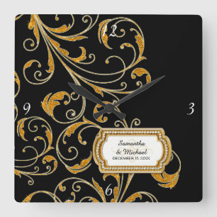 Gepersonaliseerd Stropdas Glam Old Hollywood Regen Vierkante Klok