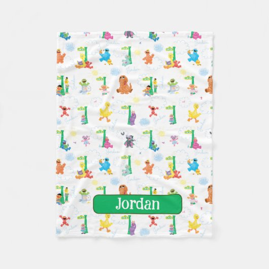 Gepersonaliseerd Sunny Day Sesamstraat Pattern Fleece Deken (Voorkant)