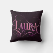 Gepersonaliseerd Swirly Manuscript Laura Pink op Kussen (Achterkant)