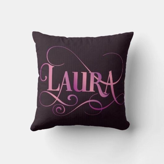 Gepersonaliseerd Swirly Manuscript Laura Pink op Kussen (Achterkant)