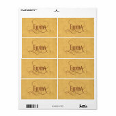 Gepersonaliseerd Swirly Script Emma Kraft papier Etiket (Full Sheet)