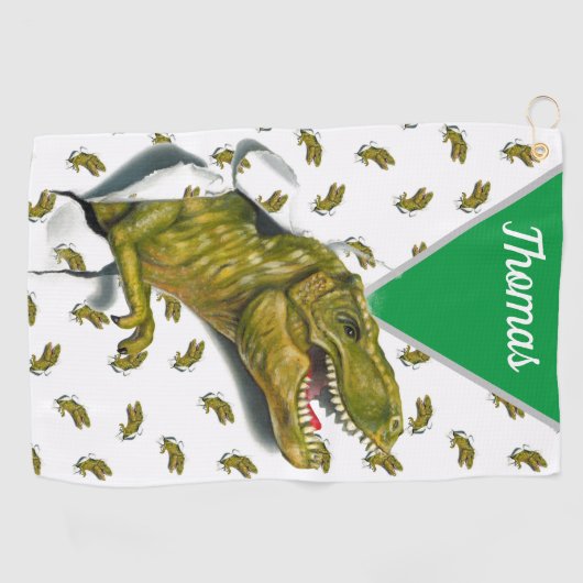 Gepersonaliseerd T-Rex golfhanddoek (Horizontaal)