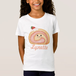 Gepersonaliseerd T-shirt met aardbeienrolcake voor