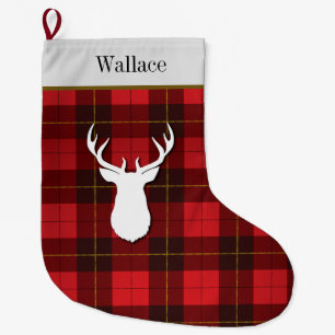 Gepersonaliseerd Tartan Clan Wallace Red Pset Grote Kerstsok
