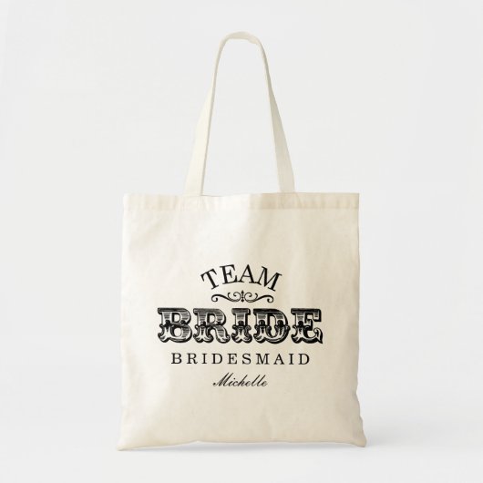 Gepersonaliseerd "Team Bride"-bridal Tas (zwart) (Voorkant)