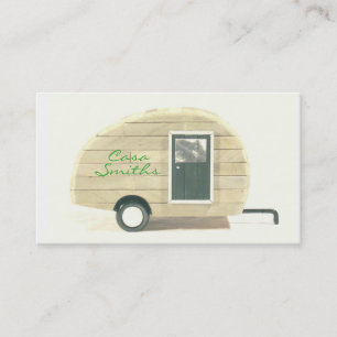 Gepersonaliseerd teardrop  camper tan visitekaartje