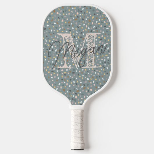 Gepersonaliseerd terrazzo monogram pickleball paddle (Voorkant)