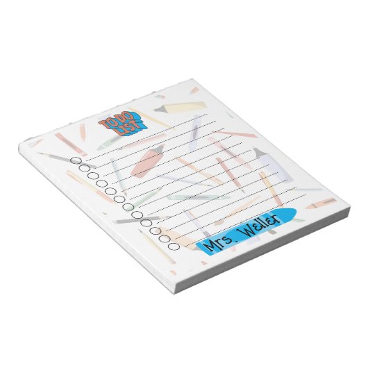 Gepersonaliseerd Terug naar School To-Do List Notitieblok (Schuin)