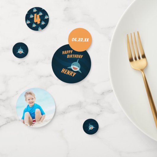 Gepersonaliseerd thema haai Birthday Party Confetti (Groep)