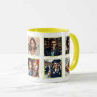 Gepersonaliseerd tien fotocollage geel goud