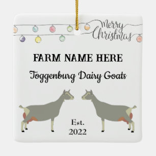 Gepersonaliseerd Toggenburg Dairy Goat White Kerst Keramisch Ornament