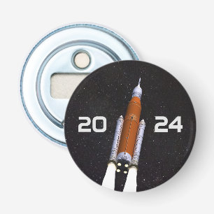 Gepersonaliseerd toonladderpapier voor ruimteraket button flesopener