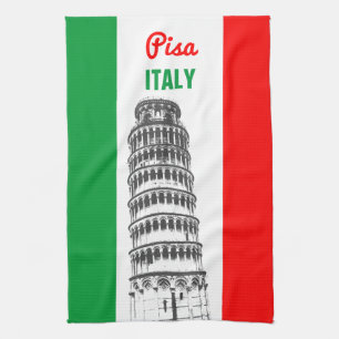 Gepersonaliseerd toren van de Pisa en de Italiaans Theedoek