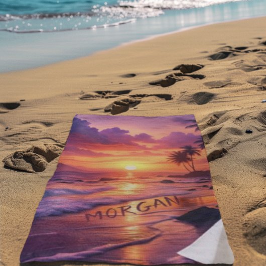 Gepersonaliseerd Tropical Sunset Beach - Dromerige Strandlaken