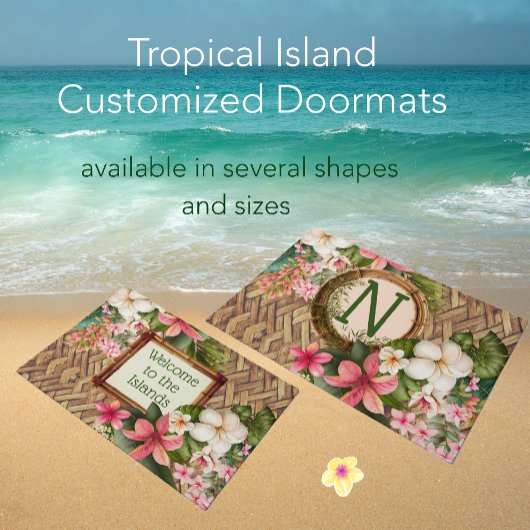 Gepersonaliseerd tropisch strand monogram deurmat