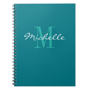 Gepersonaliseerd turkoois monogram spiraalvormig notitieboek