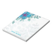 Gepersonaliseerd Turquoise Floral Notitieblok (Gedraaid)