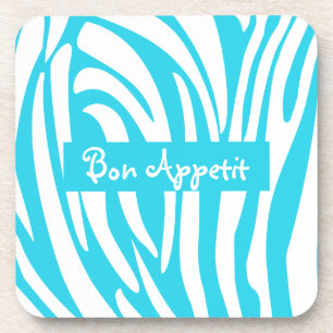 Gepersonaliseerd Turquoise Striped Zebra Pattern Bier Onderzetter