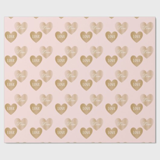 Gepersonaliseerd twee keer Golden Hearts, mistig R Cadeaupapier (Vlak)