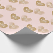 Gepersonaliseerd twee keer Golden Hearts, mistig R Cadeaupapier (Hoek)