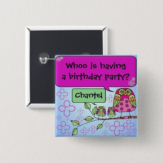 Gepersonaliseerd uil Button (Voorkant /achterkant)