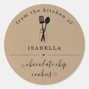 Gepersonaliseerd uit de keuken op Kraft-achtergron Ronde Sticker