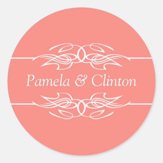 Gepersonaliseerd uitnodiging Coral Pink Ronde Sticker (Voorkant)